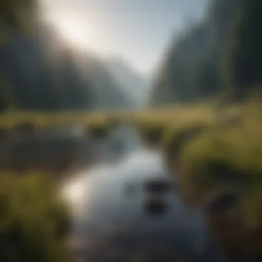 Serene Landscape with Evocative Soundscapes A serene landscape setting accompanied by evocative soundscapes