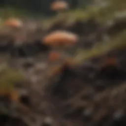 Fungal network in soil illustrating symbiotic relationships