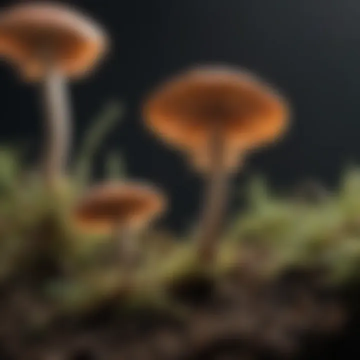 Microscopic view of fungi contributing to nutrient cycling