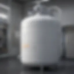 Liquid oxygen storage tank in a laboratory setting
