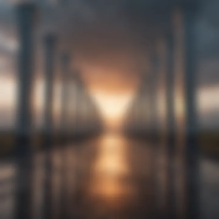 Concrete pylons supporting infrastructure