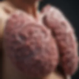 Detailed diagram illustrating the progression of advanced lung cancer.