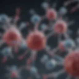 Schematic representation of alpha antibodies binding to antigens