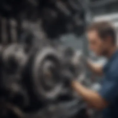 Mechanic inspecting a car's engine components