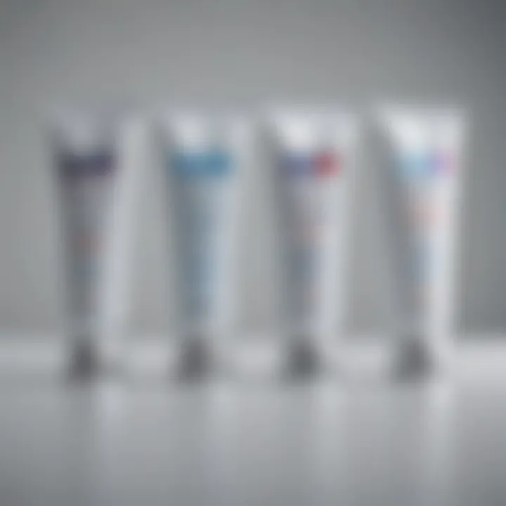 Variants of Sensodyne toothpaste on display