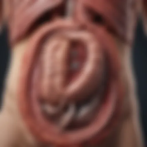 Illustration of the gastrointestinal tract highlighting areas affected by IBS