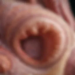 Close-up view of Merkel cells in skin tissue