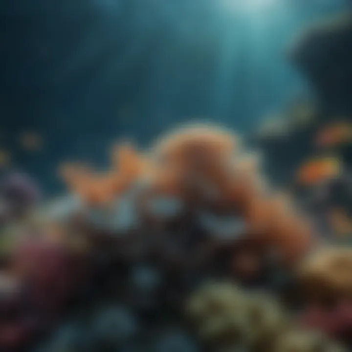 Underwater scene depicting ocean biodiversity