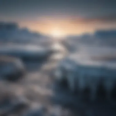 Frozen landscape showcasing permafrost layers