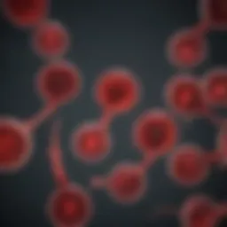 Illustration of sickle-shaped red blood cells in a blood vessel
