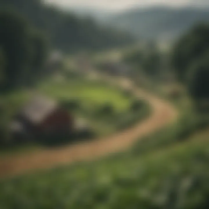 A scenic landscape illustrating the harmony between small scale farming and nature
