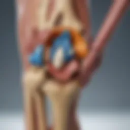 Anatomical diagram of the knee joint highlighting areas affected by fusion