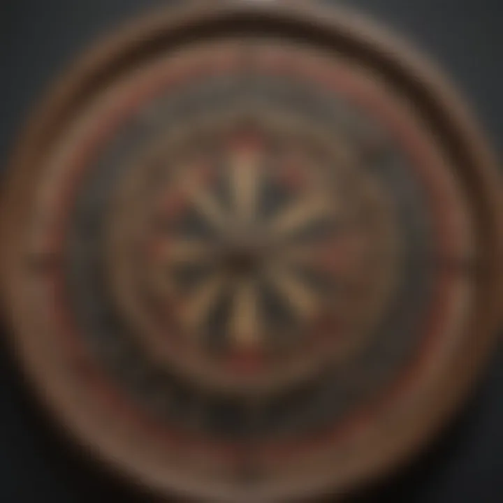 Historical representation of dart games showcasing various dartboards.