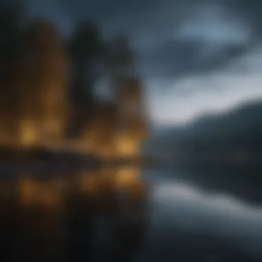 Calmness Amidst Turmoil A serene night landscape reflecting on a lake, symbolizing calmness amidst internal turmoil.